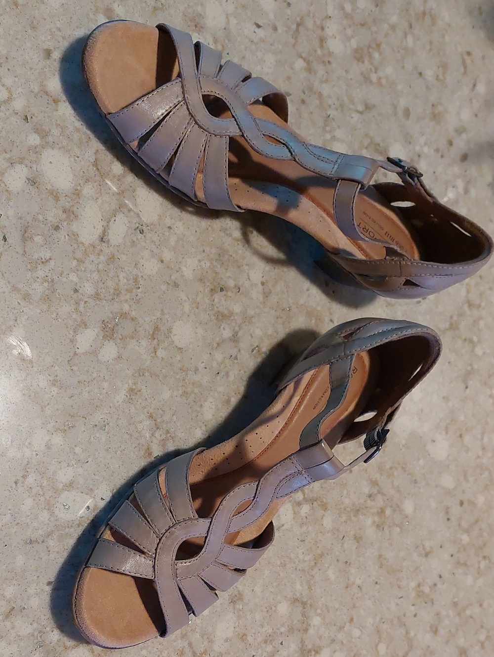 NWT Comfort Heel Sandals in Taupe with Adjustable Ankle Strap